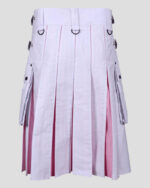 Modern White & Pink Hybrid Utility Kilt with Black Strap