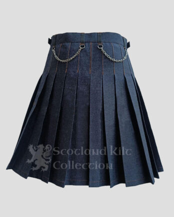 Navy Blue Denim Women Kilt