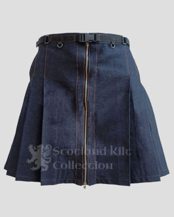 Navy Blue Denim Women Kilt