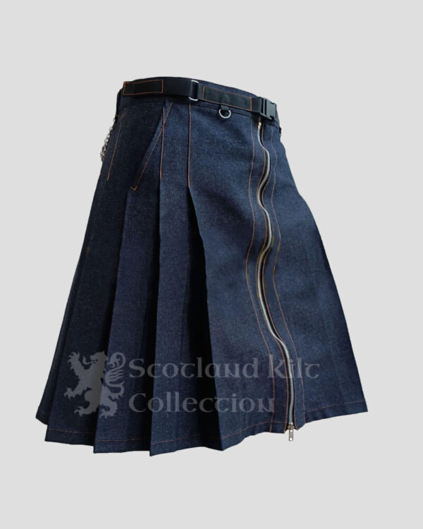 Navy Blue Denim Women Kilt