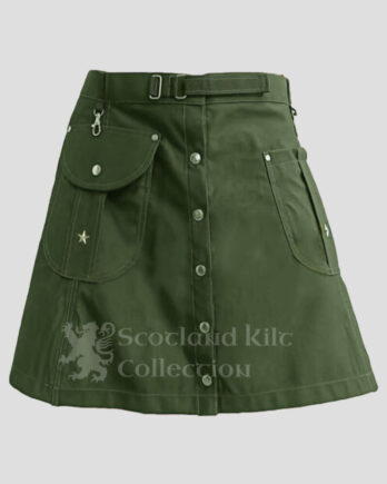 Olive Green Women Utility Kilt