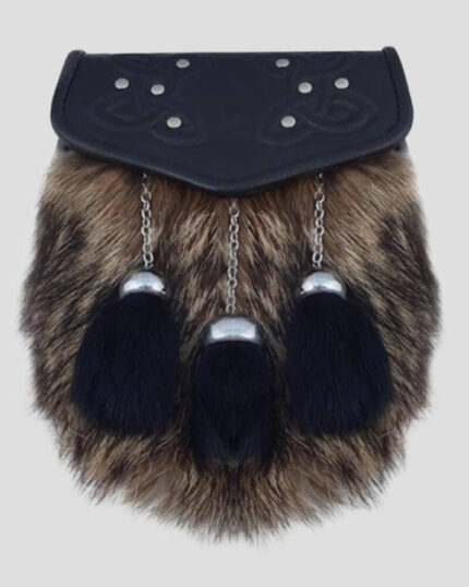 Premium Leather & Fox Fur Sporran - Traditional Semi Dress