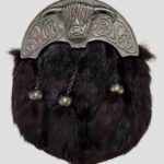 Scottish Black Dress Sporran - Coyote Fur, Belt & Cantle