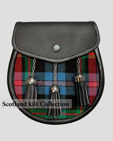 Scottish LGBT Tartan Sporran with Leather & Chain Strap