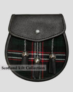 National Scottish Tartan Sporran with Leather & Chain Strap