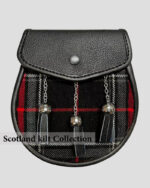 Scottish Spirit of Highlander Tartan Sporran with Leather & Chain Strap
