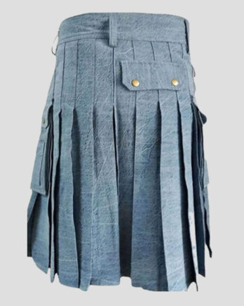 Sky Blue Denim Kilt for Men