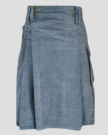 Sky Blue Denim Kilt for Men