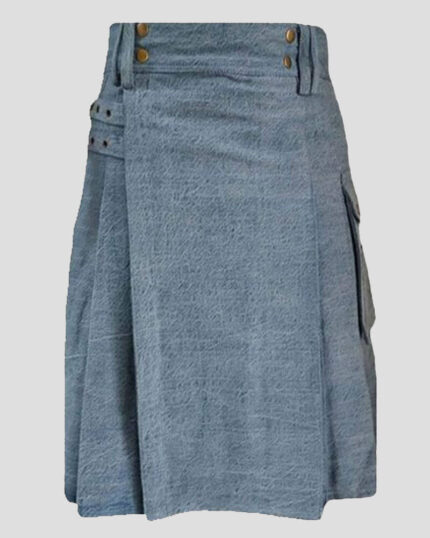 Sky Blue Denim Kilt for Men - Stylish Men's Denim Kilt