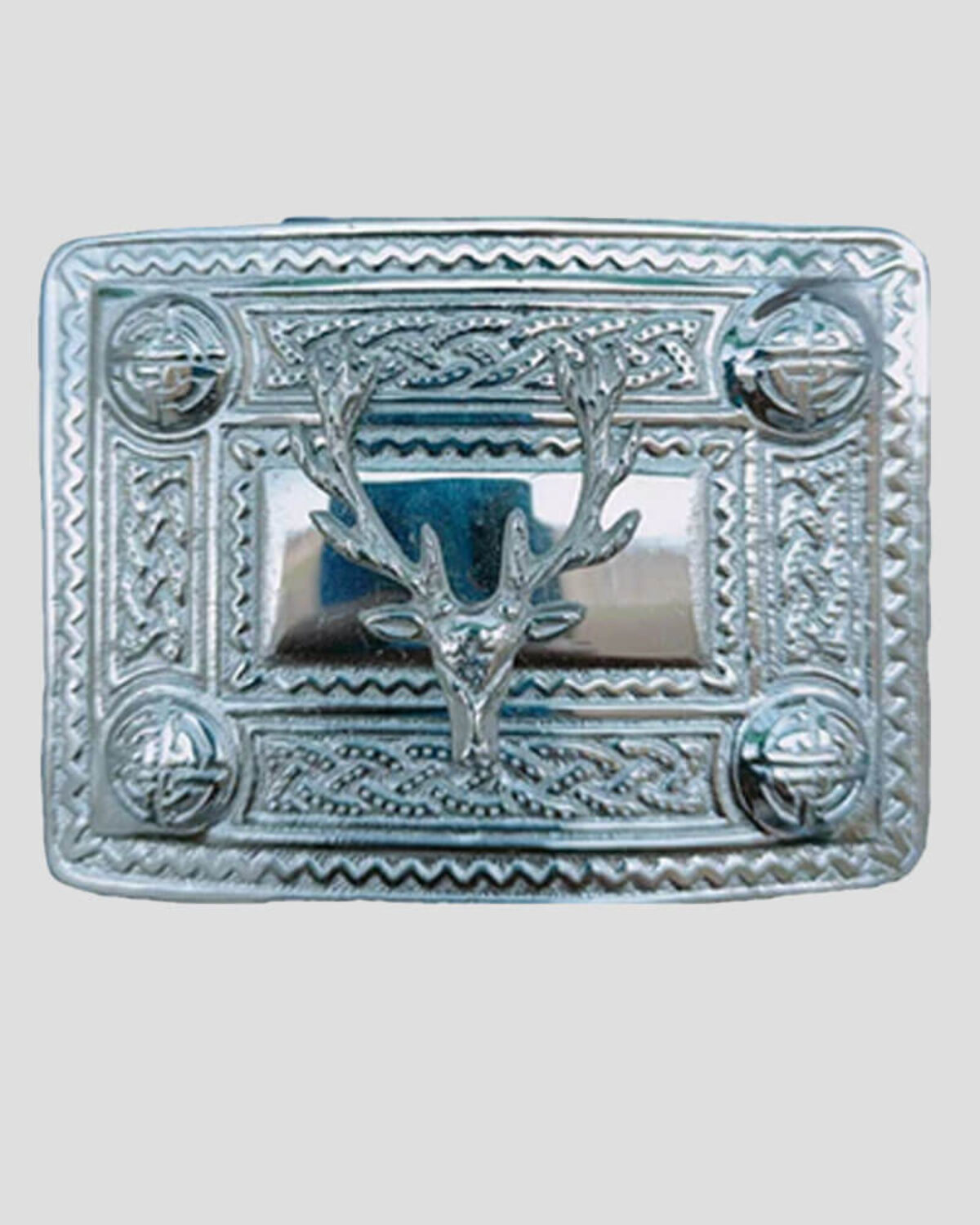 Stag Head Badge Chrome Kilt Belt Buckle Scotland Kilt Collection