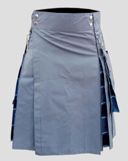 US Navy Tartan Hybrid Kilt Grey - Stylish & Durable Scottish Wear