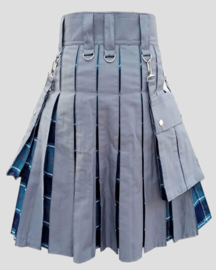 US Navy Tartan Hybrid Kilt Grey - Stylish & Durable Scottish Wear