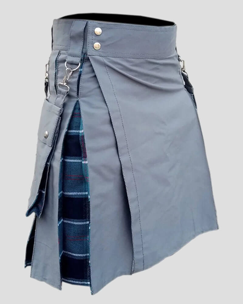 Us Navy Tartan Hybrid Kilt Grey - Stylish & Durable Scottish Wear