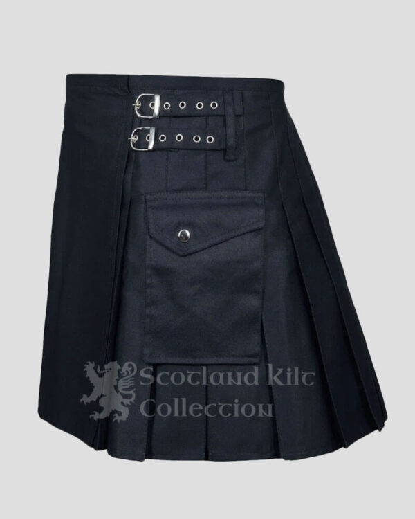 Black Women’s Fashion Utility Kilt with Cargo Pockets