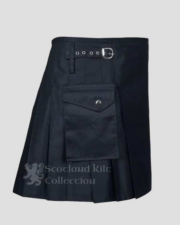 Black Women’s Fashion Utility Kilt with Cargo Pockets