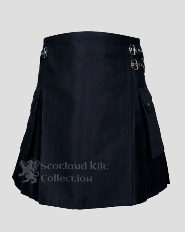 Black Women’s Fashion Utility Kilt with Cargo Pockets