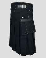 Black Worker Cargo Gothic Utility Kilt