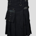 Black Worker Cargo Gothic Utility Kilt