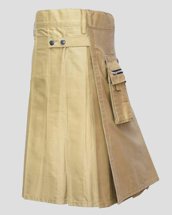 Khaki Outfit Utility Kilt With Front Pocket