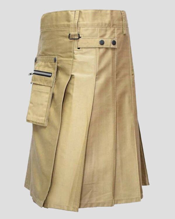 Khaki Outfit Utility Kilt With Front Pocket