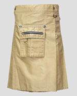 Khaki Outfit Utility Kilt With Front Pocket