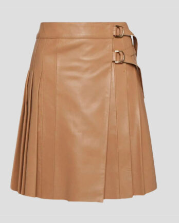 Ladies Camel Handmade Leather Kilt