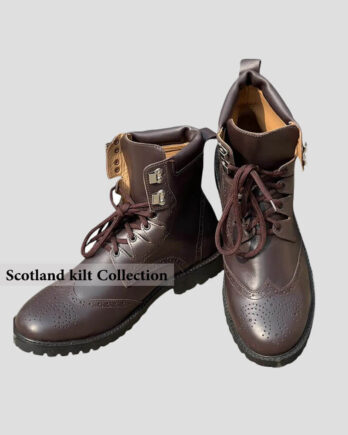 Maroon Scottish Ghillie Brogues - Genuine Leather Kilt Shoesboot