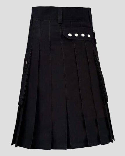 Men's Black Fashion Utility Kilt