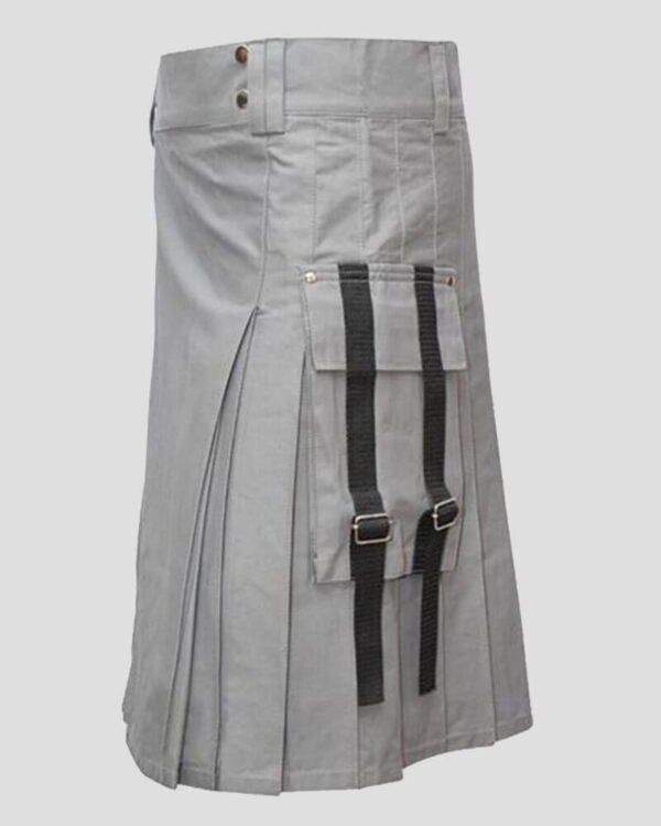 Men's Grey Utility Kilt with Nylon Straps