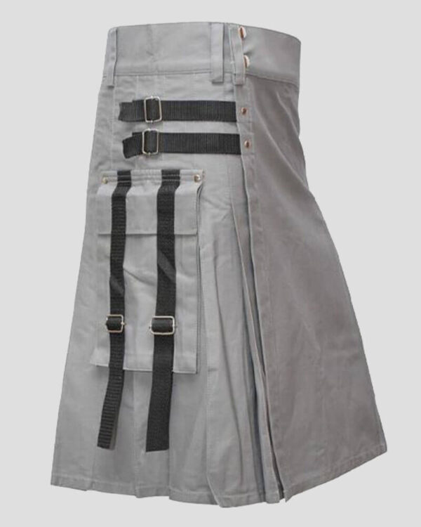 Men's Grey Utility Kilt with Nylon Straps