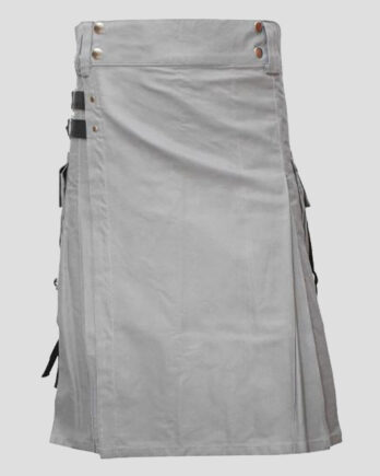 Men’s Grey Utility Kilt with Nylon Straps