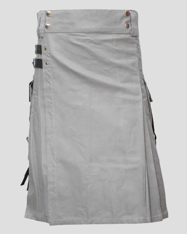 Men's Grey Utility Kilt with Nylon Straps