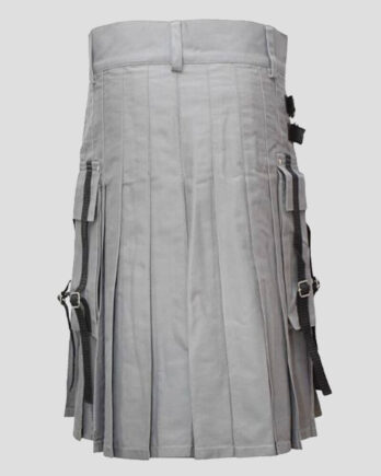 Men’s Grey Utility Kilt with Nylon Straps