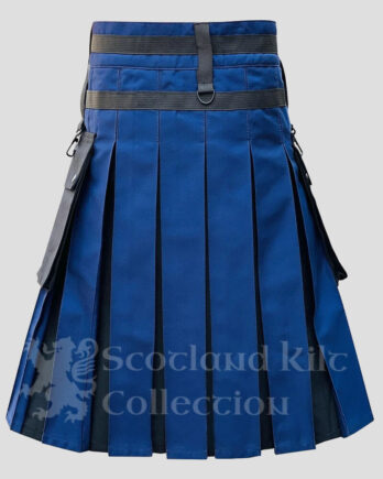 Blue Utility Kilt with Grey Front Apron