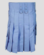 Mens light Blue Cargo Kilt - Light Blue Cargo Utility Kilt