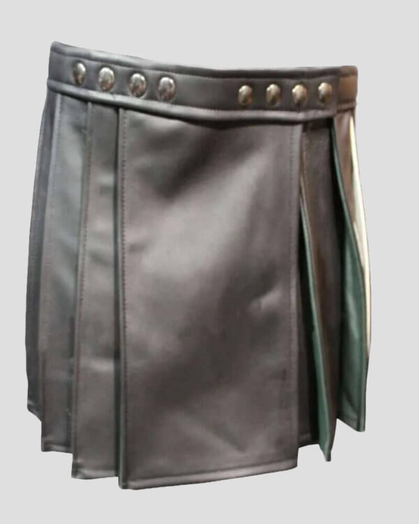 Premium Traditional Scottish Black Leather Kilt for Women