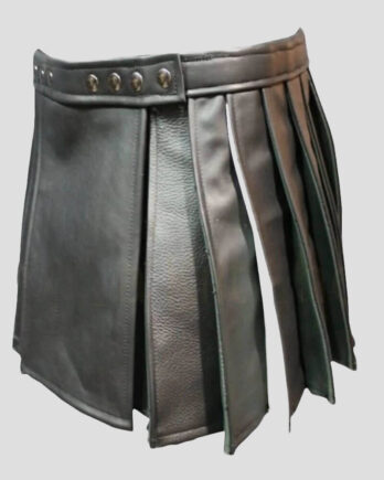 Premium Scottish Black Leather Kilt for Women