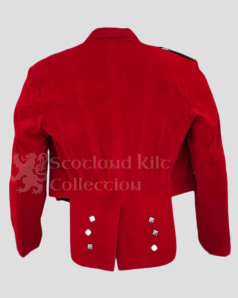 Red Velvet Prince Charlie Kilt Jacket & 3-Button Vest