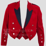Red Velvet Prince Charlie Kilt Jacket & 3-Button Vest | Highland Wedding