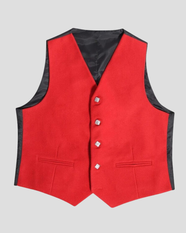 Scottish Melton Wool Red Argyle Jacket & 5-Button Vest for Men