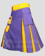 Men's Utility Purple & Yellow Fashion Hybrid Kilt | Sports Kilt