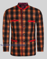 Munich Black & Orange Wool German Bavarian Trachten Jacket