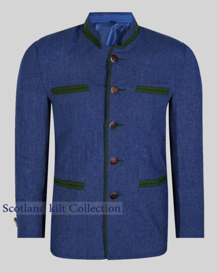 Regensburg Blue Tweed German Bavarian Trachten Jacket