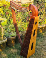 22-String Rosewood Harp w Flower Design + Extra Strings & Case