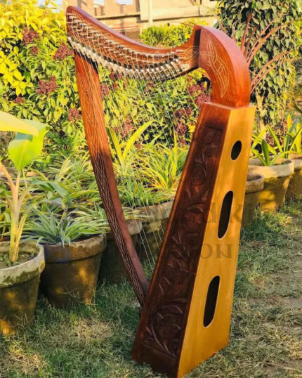 22-String Rosewood Harp w Flower Design + Extra Strings & Case