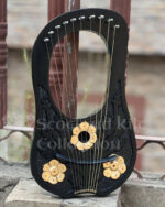Black & Gold Rosewood Lyre Harp - 10 Metal Strings + Free Tuner
