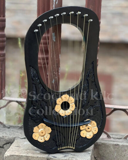 Black & Gold Rosewood Lyre Harp - 10 Metal Strings + Free Tuner
