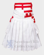 Mens Scottish Utility White Kilt with Red Nylon Straps