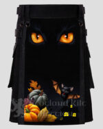 Gothic Halloween Hybrid Leather Utility Kilt with Spooky Front