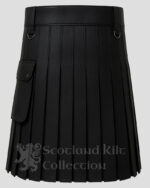 Gothic Halloween Hybrid Leather Utility Kilt with Spooky Front